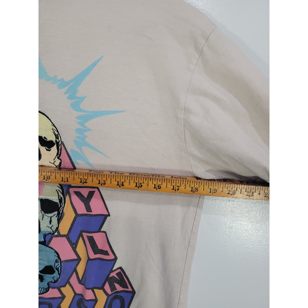 Members Only Mens Graphic T-Shirt Sand Tan Skulls Stacked Logo Tee M - Picture 7 of 7
